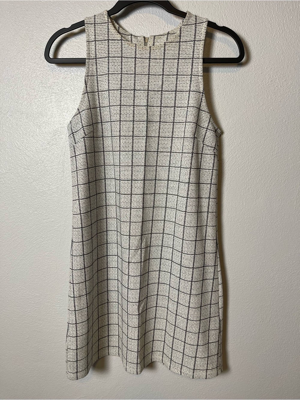 Windowpane Mini Dress in Cream